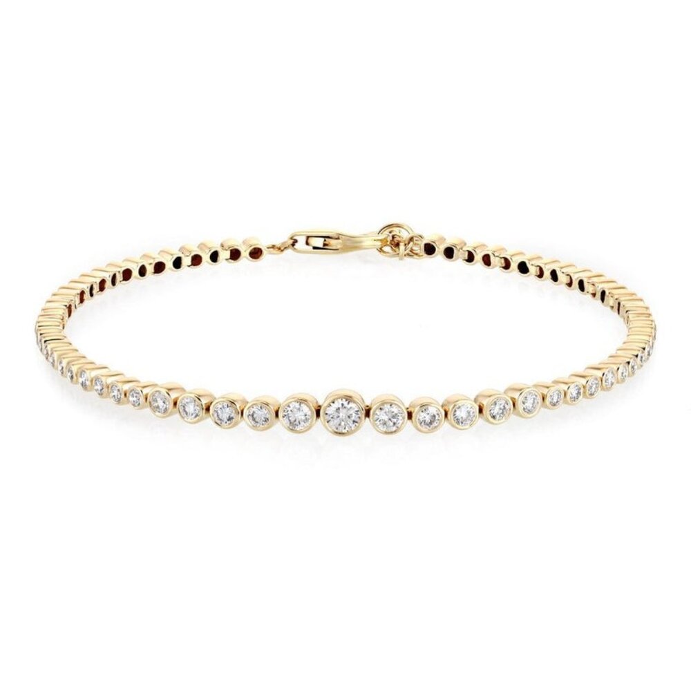 Bezel Bloom 14K (or 18k upon request) Gold Graduated Diamond Line Bracelet
